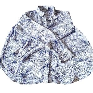 H&M Blue and White Floral Blouse